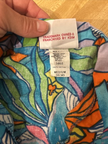 Vintage Pipeline Medium Button Down Hawaiian Floral Luau Camp Shirt Made In USA - Picture 6 of 7