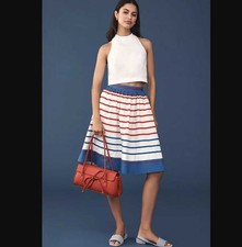 New M Maeve x Anthropologie The Jacie poplin printed knee-length stripe skirt