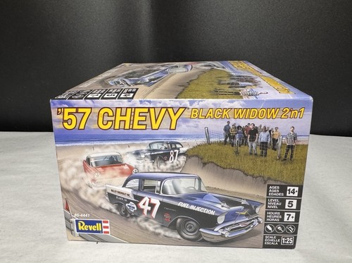 REVELL '57 CHEVY BLACK WIDOW 2'n1 MODEL KIT 1/25 SCALE..Open Box Contents Sealed - Picture 6 of 7