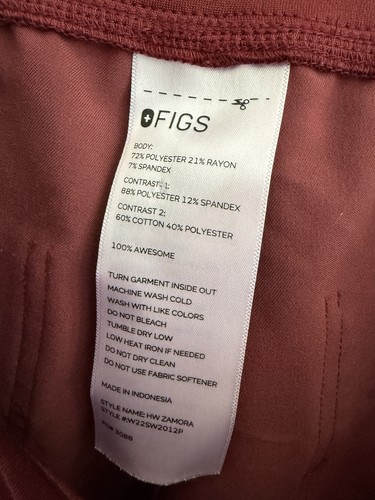 Pantalones Médicos FIGS Zamora Jogger en Borgoña Colección Técnica Mujer’s L Petite - Imagen 5 de 9