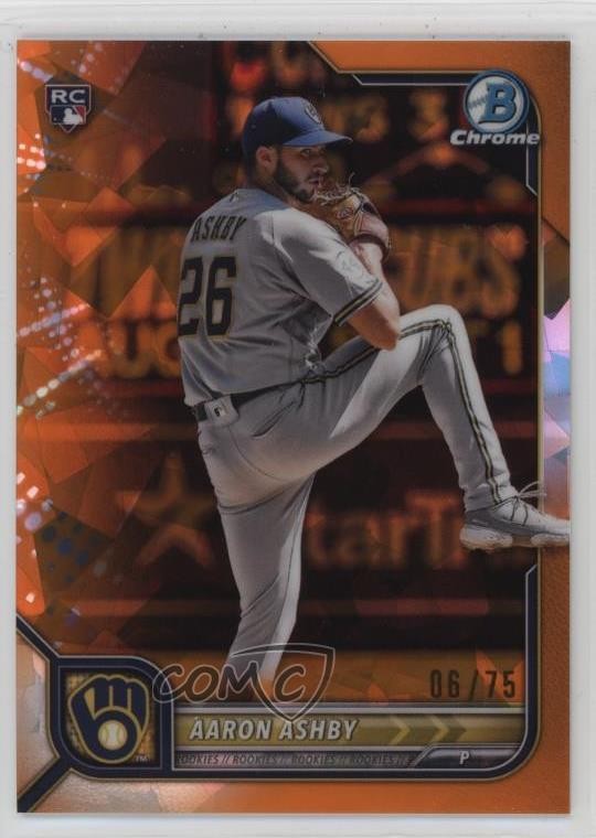 2022 Bowman Chrome Sapphire Edition Orange /75 Aaron Ashby #33 Rookie RC