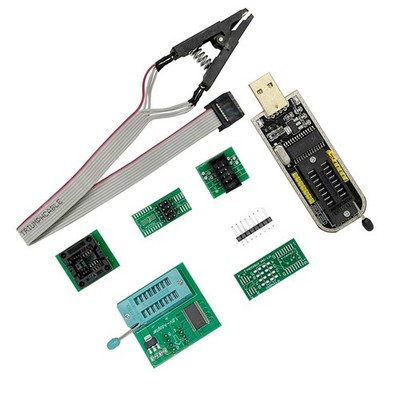 CH341A USB Programmer Set with SOP8 Clip + 1.8V Adapter for 24/25 Series Flash
