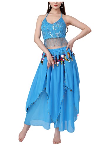 Damen Dancewear Crop Top Kleid Tanzoutfit Fasching Bauchtanz Quaste Saum - Bild 52 von 84