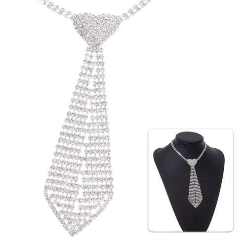 Sparkling Crystal Tie Knot Freely Blingbling Neck Tie Jewelry for Evening Party - Picture 2 of 8