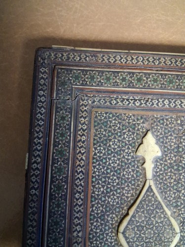 ANTIQUE QAJJAR TRAVELING MIRROR CASE - MICROMOSAIC EARLY 19th CENT - Picture 14 of 23