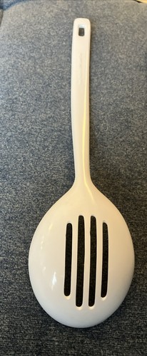 Weißer Melamin Geschirr Schlitz Servierlöffel 14 Zoll lang Kochen oder Servieren - Bild 4 von 5