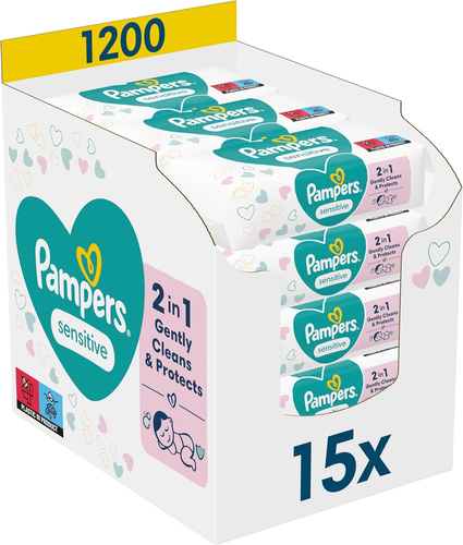 Pampers Sensitive Feuchttücher 15 Packungen Mit 80 Stück, 1200 Feuchttücher, Ohn - Bild 12 von 12