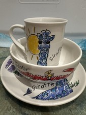 3 Piece Place Setting For Kids. Pier 1 Imports Alligator Giraffe Monkey Elephant