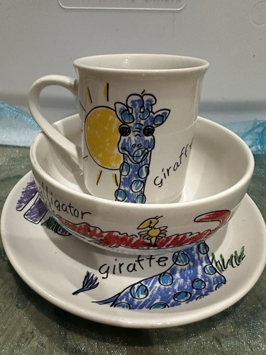 3 Piece Place Setting For Kids. Pier 1 Imports Alligator Giraffe Monkey Elephant