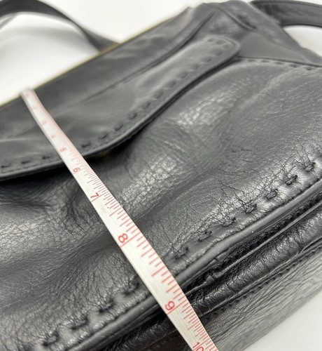 Valerie Stevens Shoulder Bag Black Genuine Leather Purse Multi Zipper Pockets - Picture 10 of 12