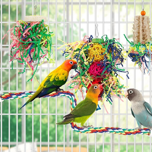 Juguetes para pájaros trituración de pájaros juguetes para forrajeo juguete para periquitos juguete para masticar colgante pájaro Shr - Imagen 3 de 3