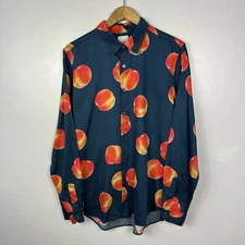 Paul Smith Shirt, Peach AOP Abstract, Cotton, Made in Italy, Size Mens XL