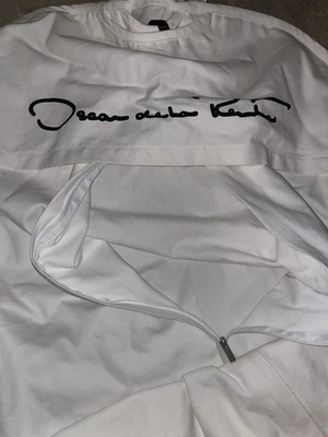 Oscar De La Renta White Canvas Zip Up Garment Bag