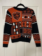 Chicago Bears Sweater Youth Large Ugly Christmas Sweater Blue/Orange - Bear Down