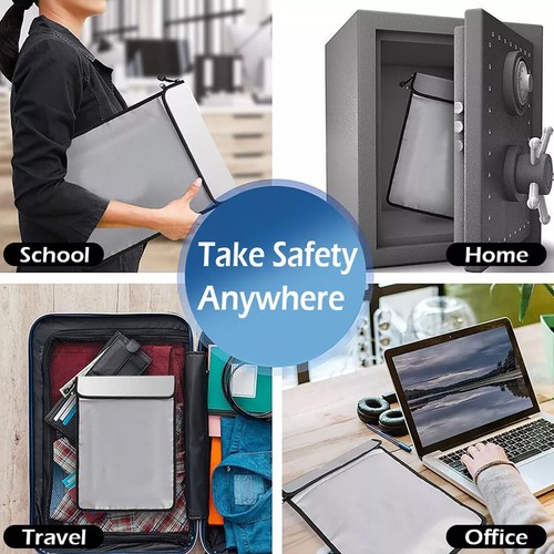 Large Fireproof Money Bag Fire Proof Document Pouch Waterproof Safe Cash Folder  - Picture 7 of 15