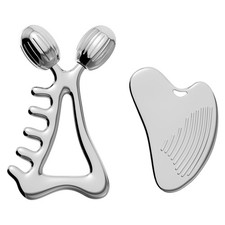 Gua Sha Facial Tools Face Roller Set Stainless Steel Massager for Lymphatic