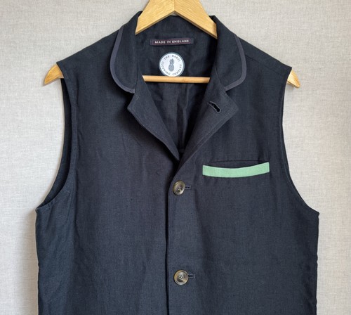 The Darzi Clothing Company Weste Weste 100% Leinen Made In England Größe S - Bild 15 von 20