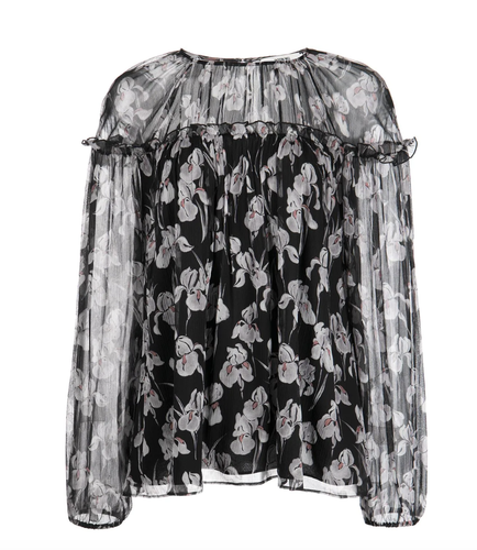 Camicetta top camicia Jason Wu stampa floreale in chiffon taglia 6 nuova $395 - Foto 1 di 6
