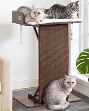 Modern Wood Cat Tree Tower for Indoor Large Cats, 33.8-Inch Tall Wooden Cat T...