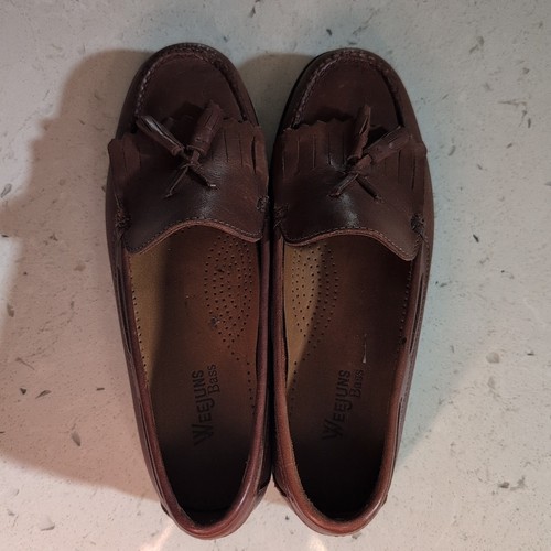 GH Bass Weejuns Marietta Zapatos Mujer 8W Cuero Marrón Borla Kiltie Mocasines - Imagen 5 de 11