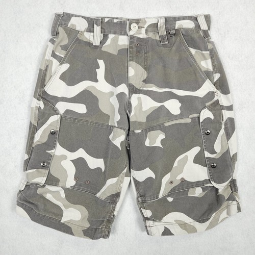 Armani Exchange Shorts Mens 30 Small Gray Camo Cargo Baggy Y2K Army Military - Picture 1 of 17
