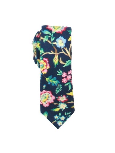 BAR III Mens Crown Floral Floral Slim Neck Tie - Picture 3 of 3