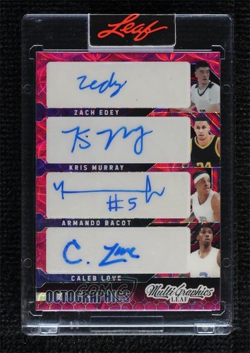 2022 Leaf MultiGraphics Pink Kaleidoscope /15 Zach Edey Kris Murray #OG-6 Auto - Picture 1 of 3