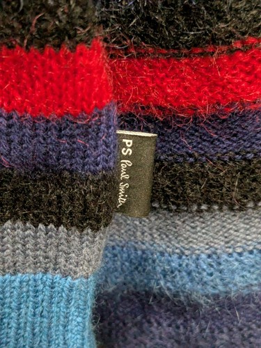 PAUL SMITH Crewneck Stripe Wool Blend Sweater Men's M Multi Long Sleeve Pullover - Picture 6 of 6