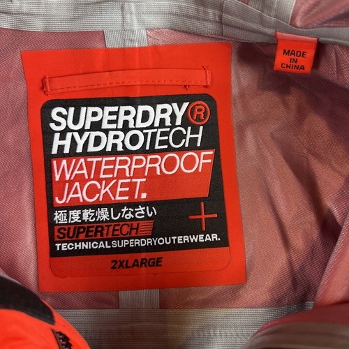 NWOT Superdry Men's Hydrotech Waterproof Hooded Jacket Orange Size 2XL Free Ship - Picture 9 of 13