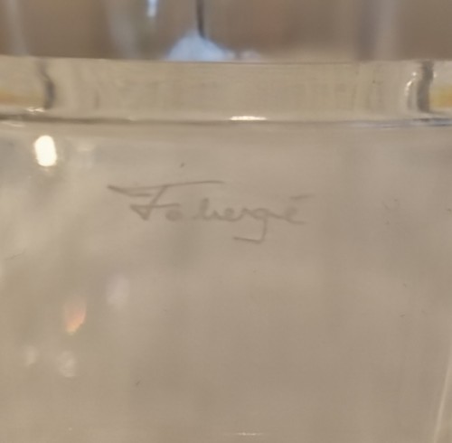 signed ‘Faberge’ heavy cut crystal centerpiece bowl; 8 ¾” diam x 4 1/8” deep - Picture 4 of 4