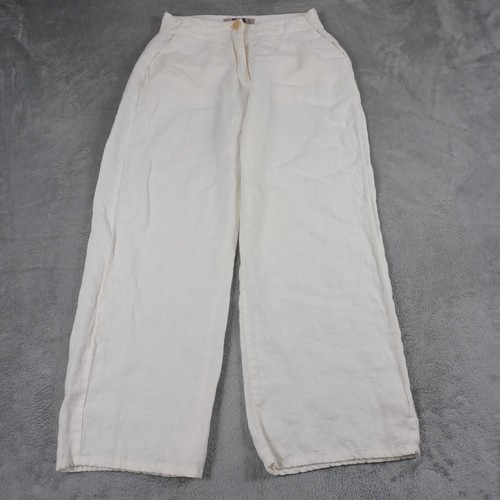Flachshose Damen klein weiß Chino Taschen Leinen Boho Lagenlook