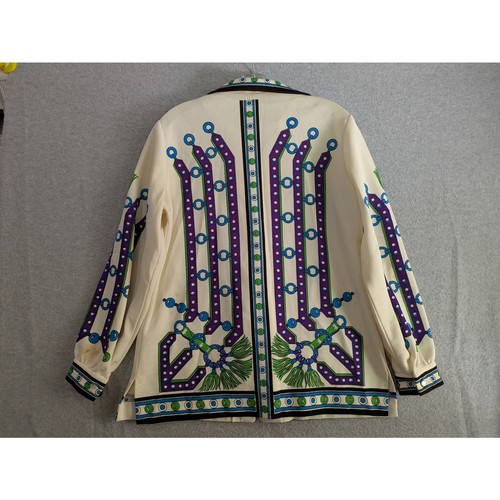 Reminiscent Shirt Damen XL Langarm Knopfleiste lebendige Kette Retro creme Vintage - Bild 2 von 14