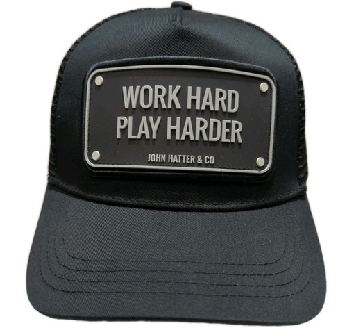 John Hatter & Co. Truckermütze Work Hard Play Harder Patch Cap schwarz Snapback - Bild 1 von 7