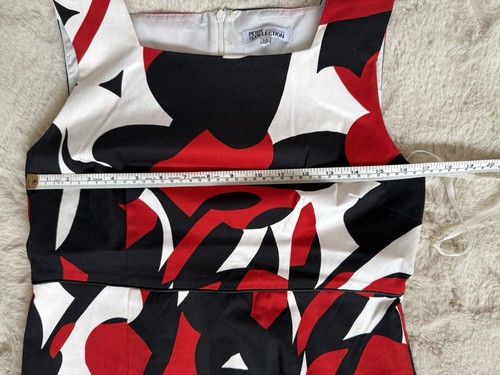 THE COLLECTION @ DEBENHAMS PETITE BLACK WHITE RED PATTERNED MIDI DRESS SIZE 14 - Picture 9 of 11