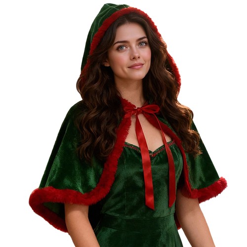 Mujeres Navidad Mantón con Capucha Capa Santa Claus Capa Halloween Juegos con disfraces Accesorios - Imagen 17 de 23