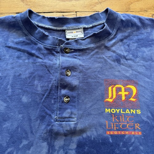 Vintage Moylan's Brauerei Größe Large lila Batik Herren Langarm 1/4 Knopf - Bild 2 von 10