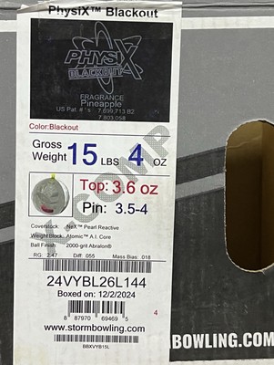 Storm Physix Blackout 15 lb Bowling Ball New in Original Box