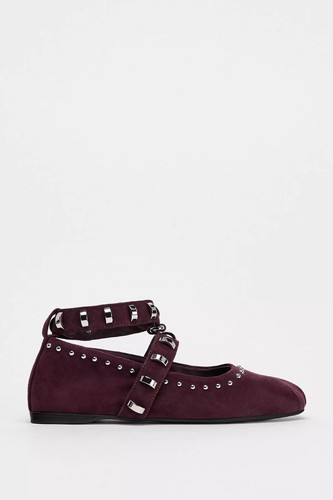 Zapatos de salón retro con remaches para mujer primavera nuevos moda punta redonda zapatos planos de ballet - Imagen 18 de 25