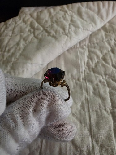 ANTIQUE NORTHERN EUROPEAN STONE  RING - CIRCA 17tH C. Unearthed Size 5 GOLD GILT - Picture 5 of 11