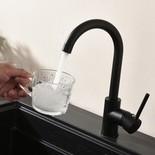 Matte Black Kitchen Faucet Single Handle Commercial 1 Hole Stainless Steel