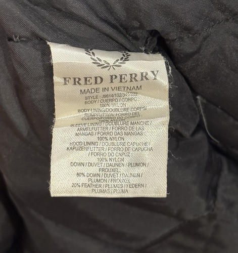 Fred Perry Down Fill Insulated Parka Puffer Jacket Black Mens Medium VTG 00s Mod - Picture 5 of 5