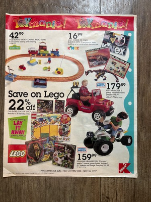 #ad Kmart Ad Newspaper Flyer Vintage 1997 Electronics Toys Lego Barbie Inside $14.98