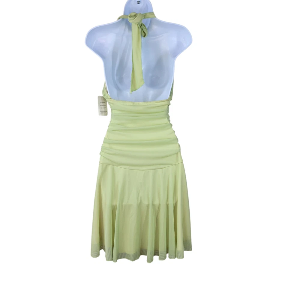 Vintage Prom Dress Small Medium Evening Costume Green party event Halter *FLAWS* - Image 3 of 4