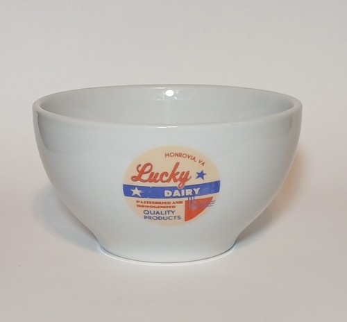 Pottery Barn Milk Bowl - Lucky Dairy, Monrovia, VA Retired Vintage Dairy PB Line - Picture 4 of 12