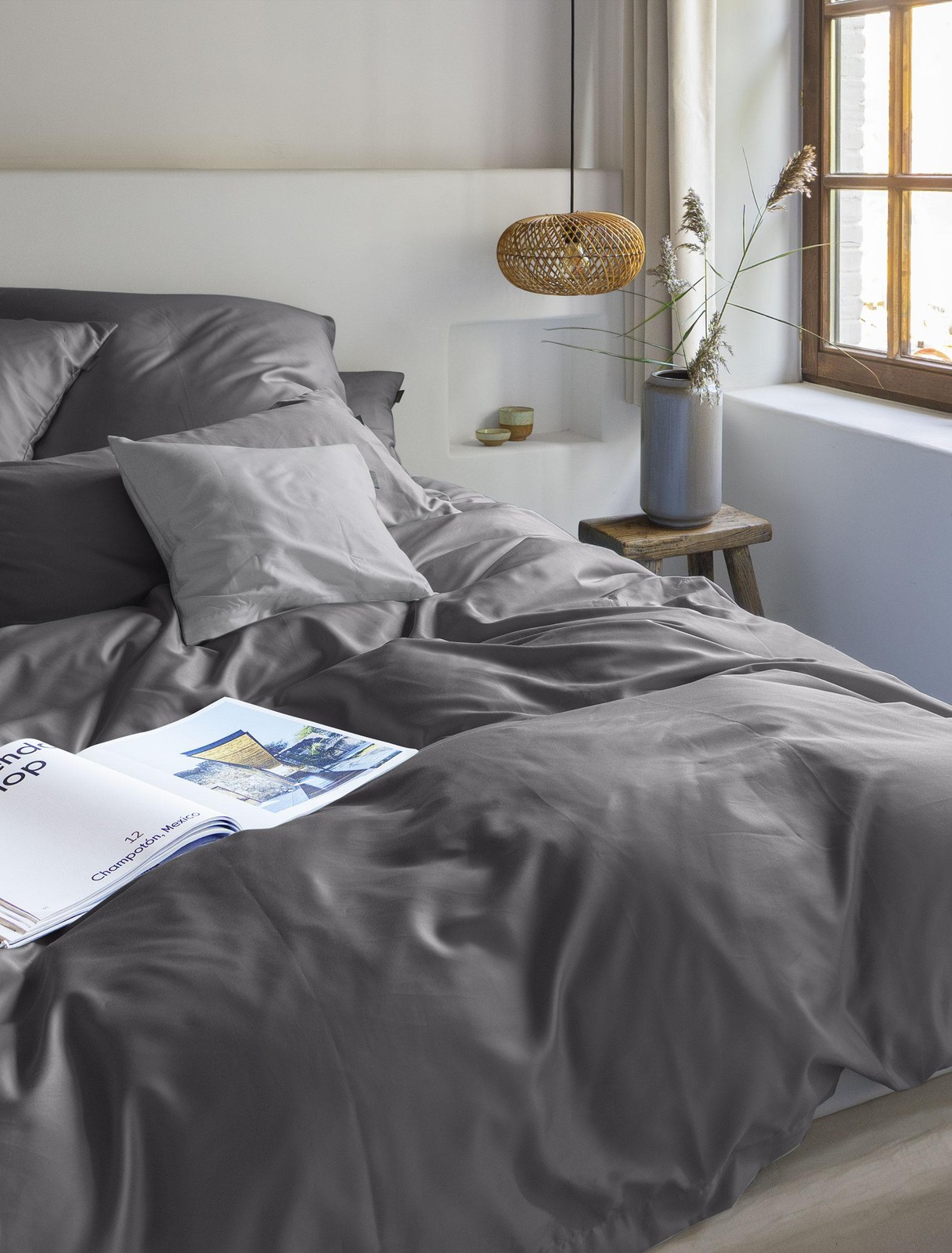 irisette Bettwäsche PARIS Mako-Satin BL 155x220 cm grau Bettbezug Bettzeug