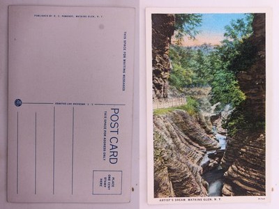 Watkins Glen, NY, Artist's Dream, C.T. American Art Colored Postcard