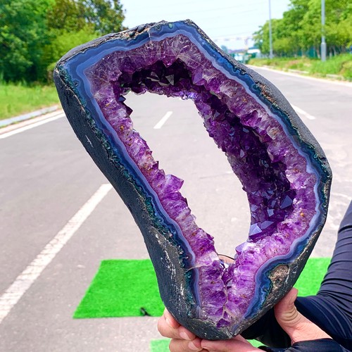 Ametista naturale 9,79 libbre geode quarzo cristallo a grappolo esemplare guarigione - Foto 2 di 20