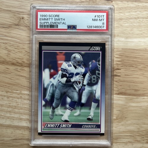 1990 Score - Rookie & Traded (supplemental) Emmitt Smith #101T (RC) PSA 8 - Foto 4 di 5