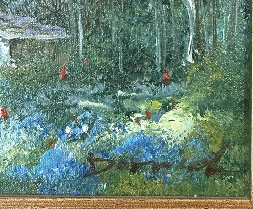 Vintage Framed Oil Painting Landscape Realism Mountains Cabin Trees Signed 15x13 - Picture 5 of 9
