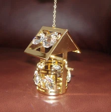 WISHING WELL~ 24K GOLD PLATED FIGURINE  ADORNED USING SWAROVSKI CRYSTAL ELEMENTS